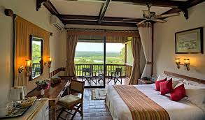 Luxury safari lodge at dusk